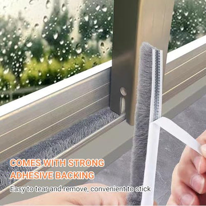 Weather Stripping Door Window Seal, 33Ft Self-Adhesive Brush Door Soundproofing Seal Strip for Sliding Windows and Door Frames, 0.35 Wide X 0.2 Inch Thick, Gray - size: 0.35" Wide x 0.2" Thick