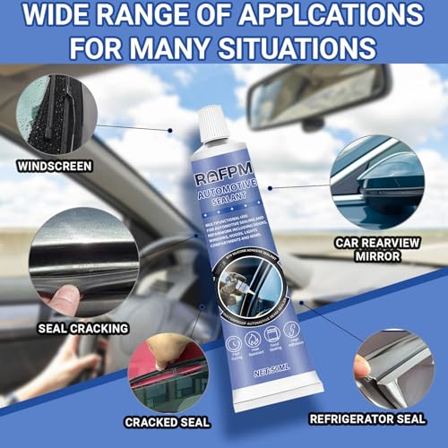 Automotive Adhesive Sealant for Repair Car Body, 100ml Auto Body Glue Bonding Heat Resistant, Heavy-Duty Black Silicone Adhesive Glue for Car Door, Interior, Metal, Plastic (1.69 floz*2)