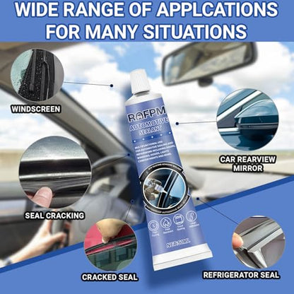 Automotive Adhesive Sealant for Repair Car Body, 100ml Auto Body Glue Bonding Heat Resistant, Heavy-Duty Black Silicone Adhesive Glue for Car Door, Interior, Metal, Plastic (1.69 floz*2)
