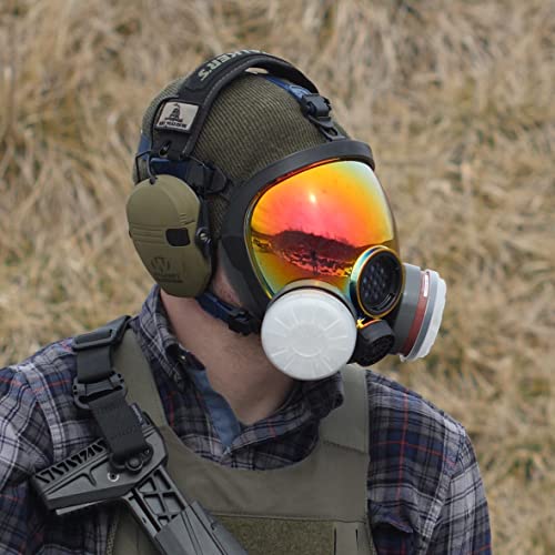 Parcil Distribution Full Face Respirator Mask - Air Purifying, Organic Vapor & Particulate - Industrial Use - CE Tested - color: Pd-101 Inferno Red