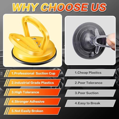 Car Dent Puller 3 Pack Dent Puller Powerful Car Dent Removal Kit Suction Cup Dent Puller for Car Dent Repair Dent Remover Tool for Car Body,Tiles Lifting,Objects Moving,Screen (Yellow+Black) - color: Yellow+Black