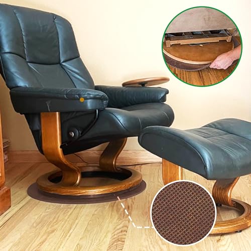 Non Skid Rubber Furniture Pads for Recliners,Furniture Grippers, Gripper Pads,Anti Slide Furniture Pads Hardwood Floor Protector,Fits Recliners,Swivel Chairs,Brown Solid Pad (25.2’’ Outside Diameter) - size: R-Coffee-H-25.2"