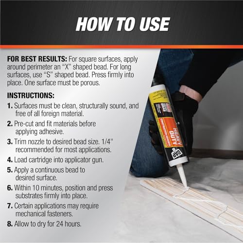 DAP Heavy Duty Construction Adhesive, White, 10 oz (7079827509)