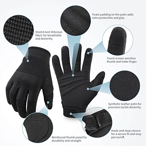 OZERO Work Gloves for Men Women: Mechanic Glove Touchscreen Firm Grip Dexterity Light Duty Gloves for Gardening Construction - size: Small, style: Pack of 1