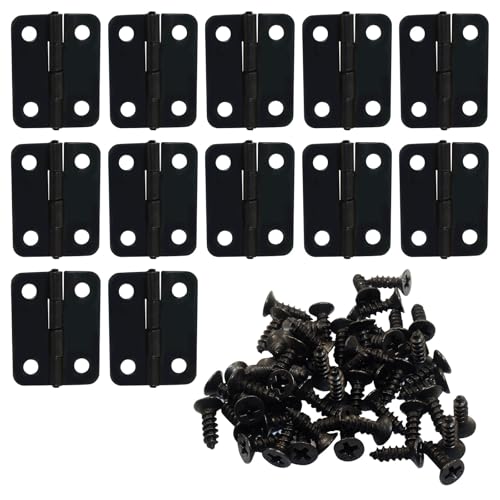 Murtenze 12Pcs Butt Hinge, 1" x 3/4" Metal Foldable Door Hinges with Screws for Cabinet Door Closet, Jewelry, Wooden Box (Black) - color: Black, size: 1 Inch - 12PCS