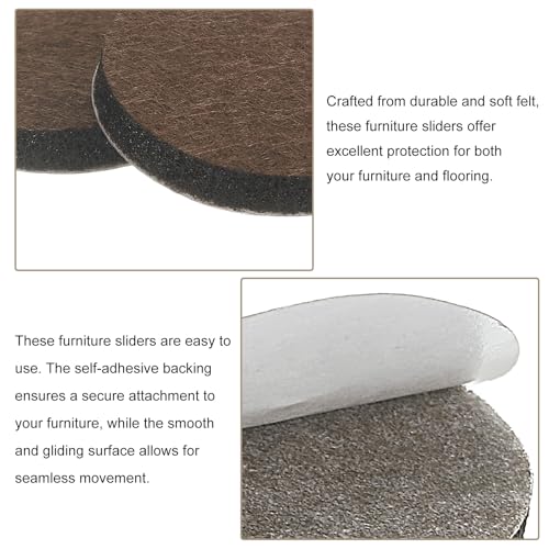 uxcell Furniture Pads, 36Pcs 1.25" - Round Self Adhesive Felt Furniture Pads, Floor Protectors for Furniture Feet Chairs Legs Hardwood Floors (Brown) - size: 1.25"
