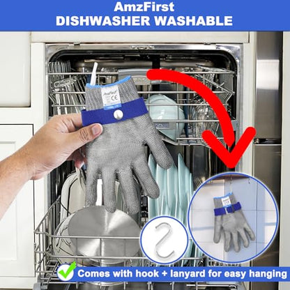 Cut Resistant Gloves Food Grade & Stainless Steel Mesh for Oyster Shucking Butcher Work Kitchen Meat and Fish Slicing Lightweight Breathable Anti-Cut Gloves(2 Pcs -Size: 12/XXX-Large) - size: 3X-Large, style: Level 9 Cut Resistant (Pack of 2)