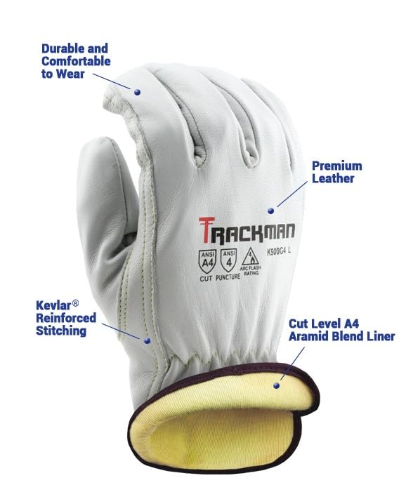 Stauffer Trackman Premium Goatskin Leather, Kevlar Lined, Cut Resistant Work Gloves - (Medium) - size: Medium (Pack of 1)