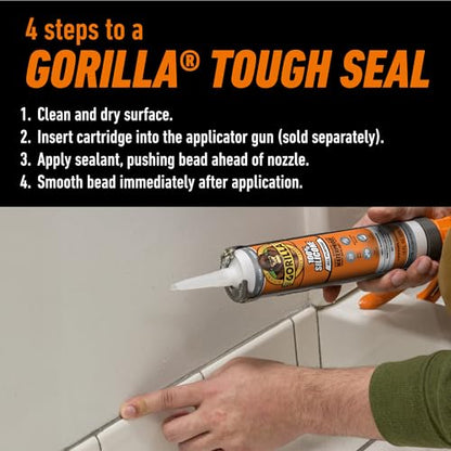 Gorilla 100% Silicone Waterproof Caulk, All‑Purpose Sealant, Mold & Mildew Resistant, Flexible Seal, Clear, 10 oz Cartridge (Pack of 1) - color: Clear, size: 1 Pack