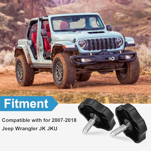 2 PCS Soft Top Window Frame Knob Screws Bolts Door Surround Knobs with Pin Compatible with for 2007-2018 Jeep Wrangler JK JKU - size: Short 2 PCS