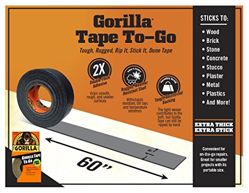 Gorilla 6100101-8 Duct Tape to-Go, 1" x 10 yd, Black, (Pack of 8), 8-Pack, 8 Piece - size: 8 - Pack