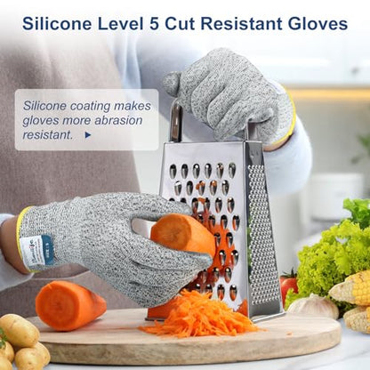 Dowellife Level 5 Silicon Cut Resistant Gloves (Medium), Grey - size: Medium (Pack of 1), style: Silicone Coated