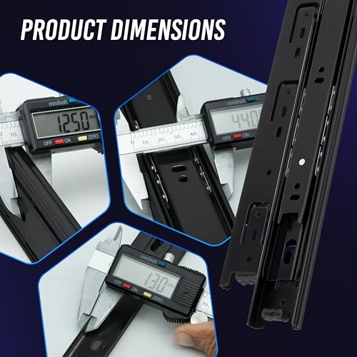 20 Inch Drawer Slides 1 Pairs (2pcs) Side Mount Rails - Heavy Duty Full Extension Ball Bearing – Drawer Slide Glides for Cabinet Kitchen, Dresser Runners - Draw Slides Sliders 100Lb Capacity - color: Black, size: 20 Inch