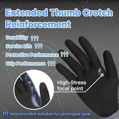 Schwer ANSI A9 Cut/Abrasion Resistant Gloves for Heavy Duty Work, 18 Gauge 3/4 Double Dipped Nitrile Coating for Construction, Gardening, Water & Oil Proof, Anti Slip, Touch Screen, PM3202, Black, L - size: Large