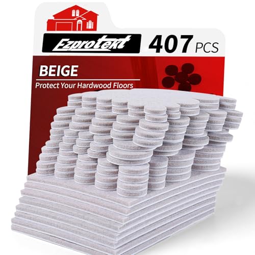 407 PCS Felt Furniture Pads for Hardwoods Floors, Self Adhesive Felt Pads for Chairs, Cuttable Anti-Scratch Furniture Feet Floor Protectors for Chair Sofa Bed Table Cabinet (Beige) - size: 407pcs Beige