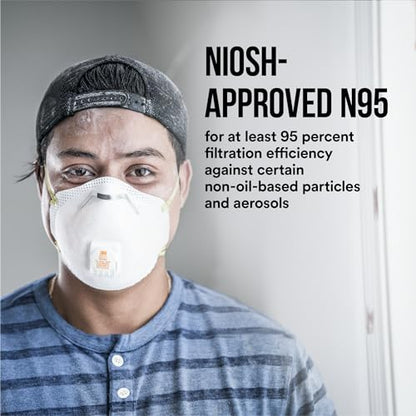 3M N95 Respirator 8511, 5 Pack, NIOSH-APPROVED N95, Features 3M COOL FLOW Exhalation Valve, Relief From Dusts & Certain Particles During Sanding, Pollen, Mold Spores, Dust Particles (8511HB2-C-PS)