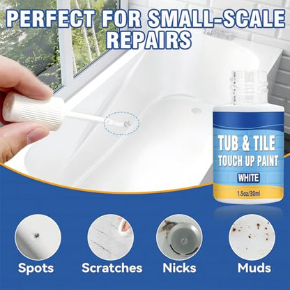 Tub and Tile Paint, White Touch Up Pen for Countertops, Repairs Bathtub, Sinks, and Appliances, Porcelain Paint for Any Scratches Spots (White)