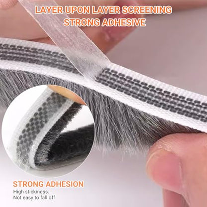 Weather Stripping Door Window Seal, 33Ft Self-Adhesive Brush Door Soundproofing Seal Strip for Sliding Windows and Door Frames, 0.35 Wide X 0.59 Inch Thick, Gray - size: 0.35" Wide x 0.59" Thick