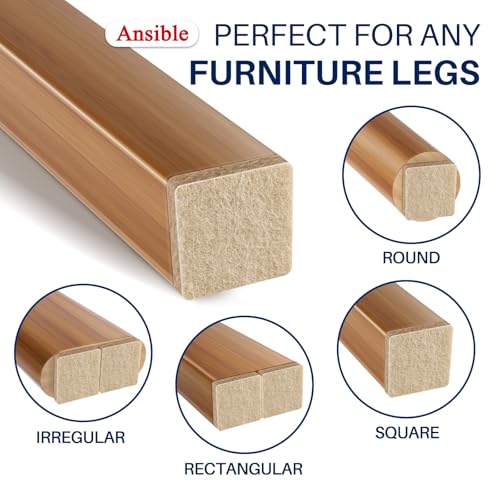 Ansible 60 PCS Felt Furniture Pads 1", Felt Pads for Chair Leg Floor Protectors for Hardwood Floors Square (Beige) - size: 60 PCS 1" Beige, Square