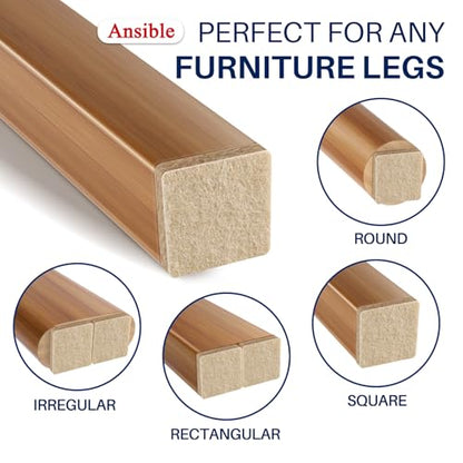 Ansible 60 PCS Felt Furniture Pads 1", Felt Pads for Chair Leg Floor Protectors for Hardwood Floors Square (Beige) - size: 60 PCS 1" Beige, Square