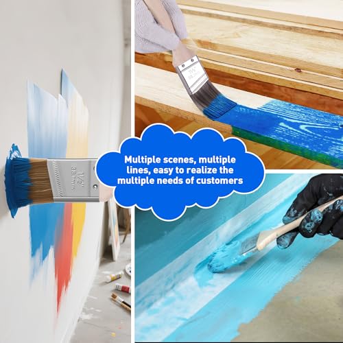 Paint Brush, 1.5IN Stain Brushes for Painting Walls,House Touch-Ups,Furnitures and Fence Staining, Wooden Handle Masonry Paintbrush(3 Packs) - size: 1.5 inch