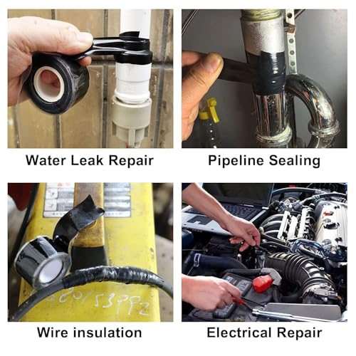 Black Seal Self-Fusing Silicone Repair Tape, Waterproof Pipe Sealing, Stretch-Resistant Tape Weatherproof Self Fusing Sealing Tape for Emergency Pipeline Repair/Cable Bandage/Tool Fixing