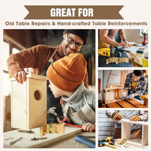 Table Leg Corner Brackets 4-Piece Heavy Duty for Wood, Kerf Mount Hardware Kit for Dining Table Desk Bench Leg Repair, Iron Brackets with Screws for Furniture by Pisman - size: Repair 4PCS