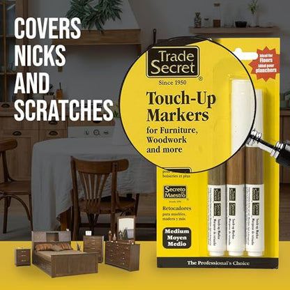 Trade Secret Trio Touch-Up Markers, Wood Scratch Remover, Medium Tones, Furniture Repair Markers - color: Medium Tones
