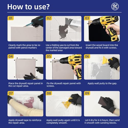 Drywall Repair Kit,Drywall Repair Panel 20” x20“,Drywall Patch Kit for Large Hole,Sheetrock Repair Kit,Wall Surface Large Hole Fill Quick and Easy Solution - style: 20" Professional Kit