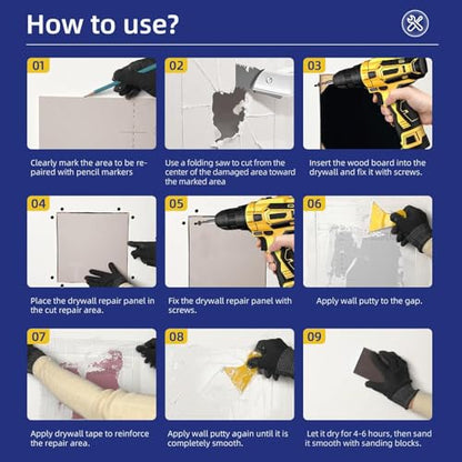 Drywall Repair Kit,Drywall Repair Panel 20” x20“,Drywall Patch Kit for Large Hole,Sheetrock Repair Kit,Wall Surface Large Hole Fill Quick and Easy Solution - style: 20" Professional Kit