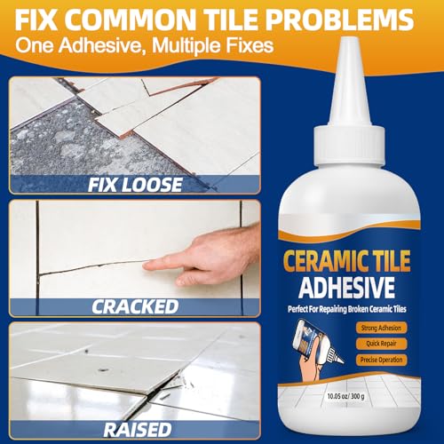 Heavy Duty Construction Adhesive, 10.5 oz Waterproof Tile Adhesive, Versatile Cement Glue for Tile, Concrete, Stone, Wood, Floor, Wall and Granite, Strong Bond, Indoor & Outdoor Use,Construction Glue