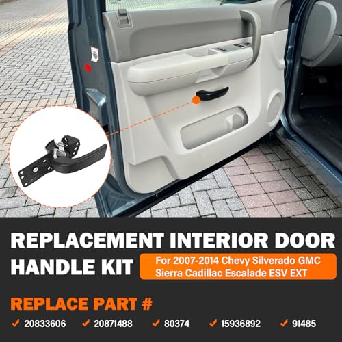 Yinlowa Front Left Driver Side Interior Door Handle Kit Replacement for 2007-2013 Chevy Silverado Tahoe Suburban Avalanche, GMC Sierra Yukon XL, Cadillac Escalade, Replaces 20833606 20871488 80374 - size: Left Driver Side