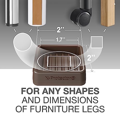 Furniture Cups X-PROTECTOR – 1.7" Caster Cups 4 PCS – Lined Furniture Coasters – Ideal Bed Stoppers – Non Skid Furniture Pads with a Perfect Design – Rubber Furniture Pads - Protect Any Flooring! - size: 4 PCS, 1.7" x 1.7"