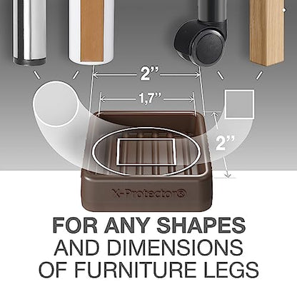 Furniture Cups X-PROTECTOR – 1.7" Caster Cups 4 PCS – Lined Furniture Coasters – Ideal Bed Stoppers – Non Skid Furniture Pads with a Perfect Design – Rubber Furniture Pads - Protect Any Flooring! - size: 4 PCS, 1.7" x 1.7"