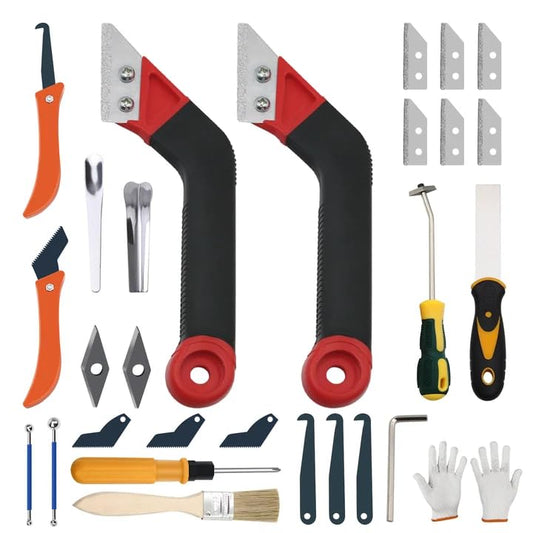 Grout Removal Tool Set, Heavy Duty Grout Saw with Replaceable Blades, Tile Grout Remover for Bathroom Kitchen Floor Joints and Corners - color: Red