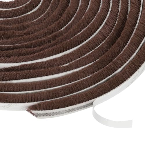 uxcell Self Adhesive Brush Seal Weather Stripping 5/16" x 1/4" x 36ft, Door Brush Strip for Sliding Sash Door Window Wardrobe Seal, Brown - color: Brown, size: 5/16" x 1/4" x 36ft