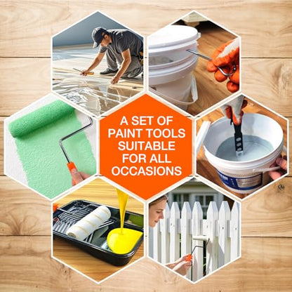 King Origin 18 Pcs Paint Roller Kit - 9" & 4" Paint Roller Covers, Paint Tray with Liners, Brush, Scrapers & Tools | All-in-One Painting Supplies for Walls, Ceilings, DIY Home | Paint Kit for House - color: 18 Pack, 9" & 4" roller