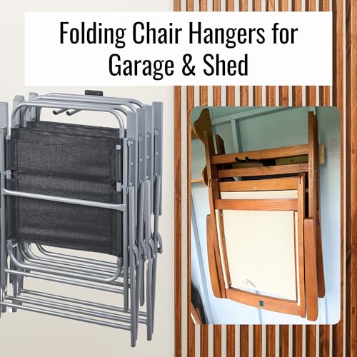 Ladder Hangers for Garage Wall - Hooks Heavy Duty - Hooks for Garage Wall Hanging - Shed, Yard and Garage Tool Hanger for Folding Chairs, ladders and Garden Tools