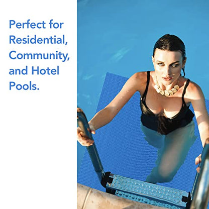 RESILIA Stay-Put Swimming Pool Ladder Mat - Non-Slip, Wide Ribbed, Protective Pad, 36 Inches x 36 Inches, 0.125 Inch Thick, Royal Blue, Made in USA - color: Royal Blue