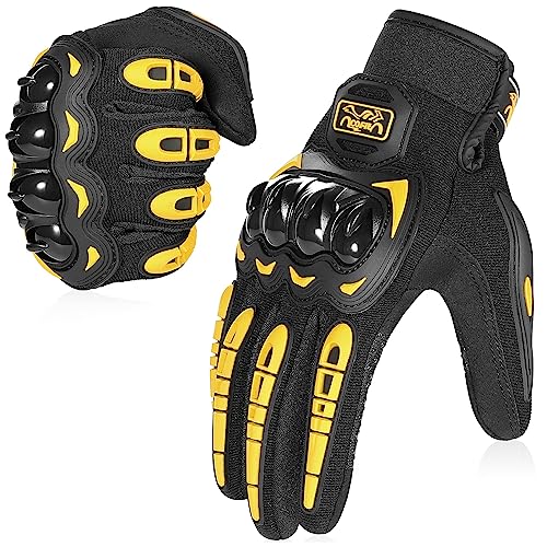 COFIT Motorcycle Gloves Breathable, Touchscreen Motorbike Gloves Anti-Slip with Good Grip Hard Knuckles Protection for Men Women Motocross, BMX ATV MTB Cycling, Road Racing - Yellow M - color: 10-yellow, size: Medium