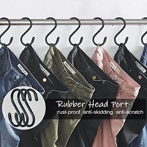 3 Inch Vinyl Coated S Hook,S Hooks for Hanging Plants ,10 Pack Non Slip Heavy Duty S Hooks ,Small Rubber Coated Steel Metal Black Closet S Hook for Hanging Jeans Plants Jewelry Pot Pan Cups Towels - color: Black