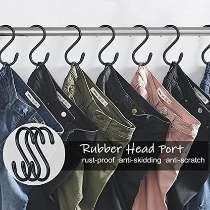 3 Inch Vinyl Coated S Hook,S Hooks for Hanging Plants ,10 Pack Non Slip Heavy Duty S Hooks ,Small Rubber Coated Steel Metal Black Closet S Hook for Hanging Jeans Plants Jewelry Pot Pan Cups Towels - color: Black