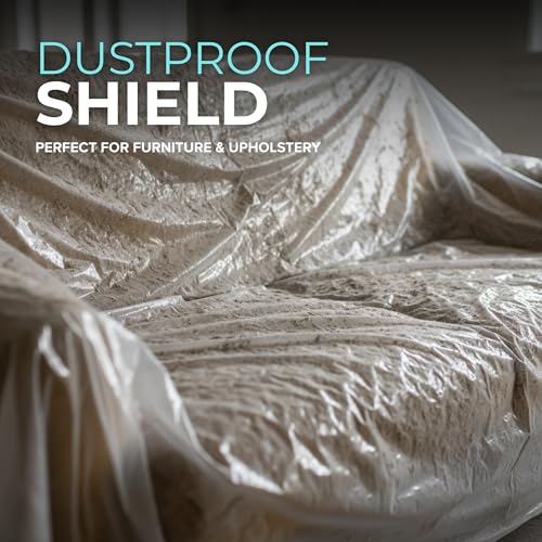 12 x 9 Ft Drop Cloths (24-Pack) – Plastic Sheeting & Painters Plastic Tarps for Painting, Waterproof Floor & Furniture Protection - size: 24 Pack