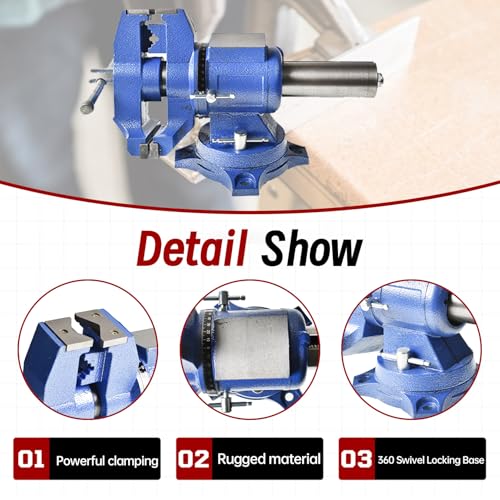 findmall Multipurpose Vise Bench Vise Heavy Duty Multi-Jaw Vise 360-Degree Rotation Clamp on Vise with Swivel Base and Head for Clamping Fixing Equipment Home or Industrial Use (6 inch) - size: 6 inch