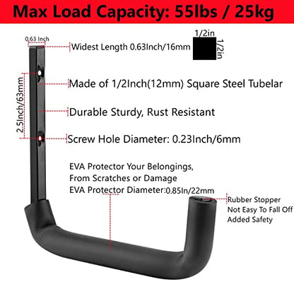 Garage Hooks, 10" Heavy Duty Garage Storage Tool Hangers, Wall Mount Storage Hooks for Garden Tools, Ladders, Bikes, Bulky Items