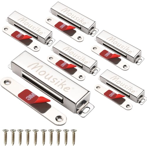 Mousike Magnetic Door Catch，70lb Stainless Steel Cabinet Door Magnets with Strong Magnetic for Kitchen Cupboard Wardrobe Closet Cabinet Door Drawer Latch - color: Silver, size: 70lb-6Pack
