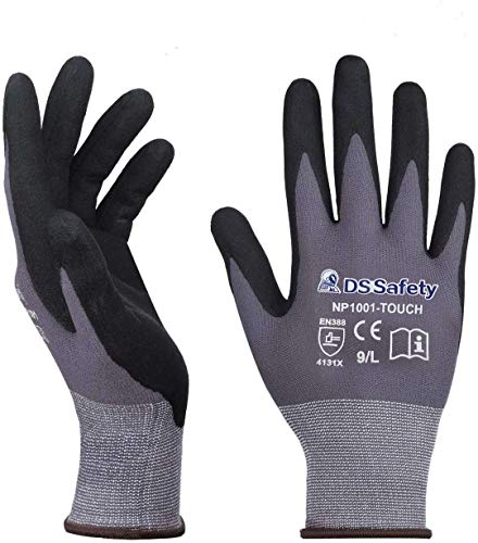 NP1001 Safety Work Gloves Comfort Stretch Fit Power Grip Smart Touch Durable Foam Coated - color: 3 Pairs, size: X-Large (Pack of 3)