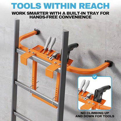 Heavy Duty Ladder Stabilizer with Tool Tray | 500 LBS Capacity, 34" Wide Steel Standoff Arms for Gutter Cleaning, Roofing & Wall Work, Fits Extension, Straight & Telescoping Ladders - Anti-Slip - color: Ladder Stabilizer with Tool Tray