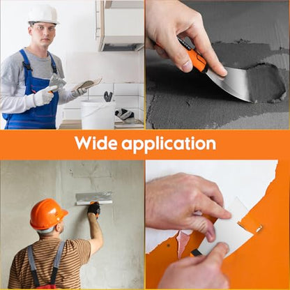 Matework Drywall Tools, 8-Piece Stainless Steel Drywall Knife Set, Putty Knives with Mud Pan, Tapping Knife with Hammer End and Ergonomic Grip for Wall Repair - color: 8 Pc