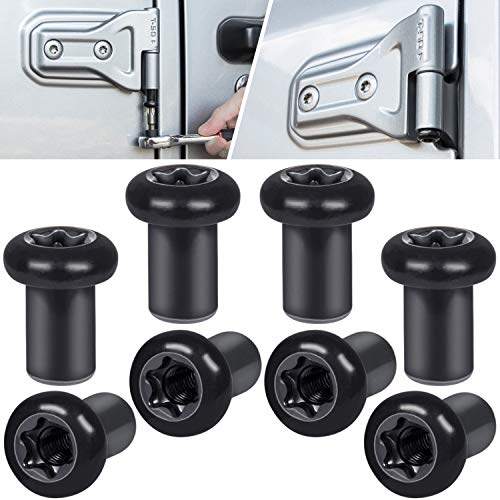 Door Hinge Nuts Replacement Screws for Jeep Wrangler JK JKU Sports Sahara Freedom Rubicon Unlimited 2-Door 4-Door 2007-2018 Exterior Accessories Black (8 PCS) - size: For JK/JKU (0.66 inches Long)